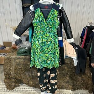 Merona Blue and Green Patterned Jumpsuit